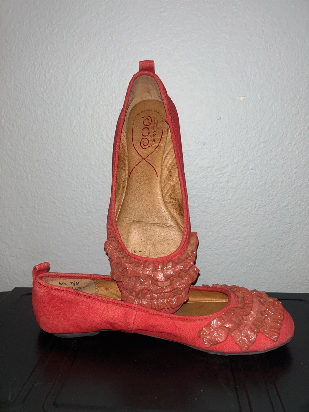 POD Coral Ruffle Ballet Flats size 7.5 M